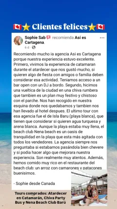 Reseña de cliente de Así es Cartagena 9